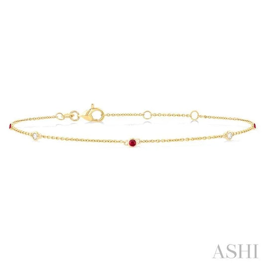 Alternate Gemstone & Diamond Station Chain Bracelet