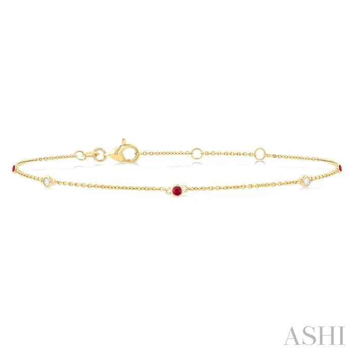 Alternate Gemstone & Diamond Station Chain Bracelet