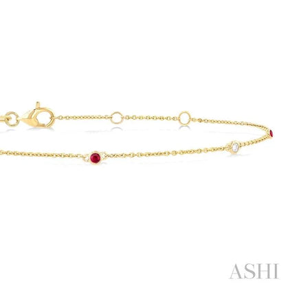 Alternate Gemstone & Diamond Station Chain Bracelet
