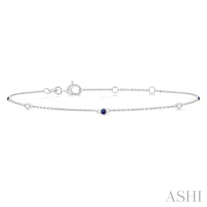 Alternate Gemstone & Diamond Station Chain Bracelet