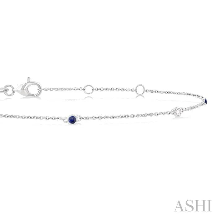 Alternate Gemstone & Diamond Station Chain Bracelet