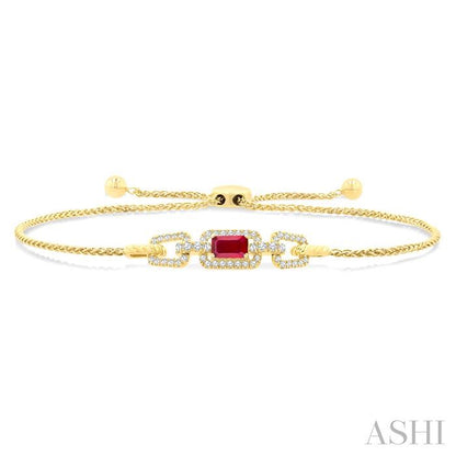 Emerald Shape Gemstone & Diamond Lariat Bracelet