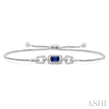 Emerald Shape Gemstone & Diamond Lariat Bracelet