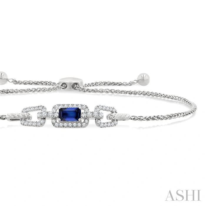 Emerald Shape Gemstone & Diamond Lariat Bracelet