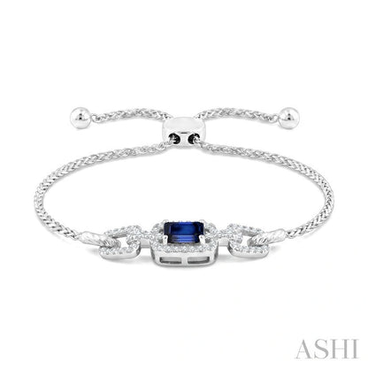 Emerald Shape Gemstone & Diamond Lariat Bracelet