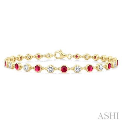 Gemstone & Diamond Station Bracelet