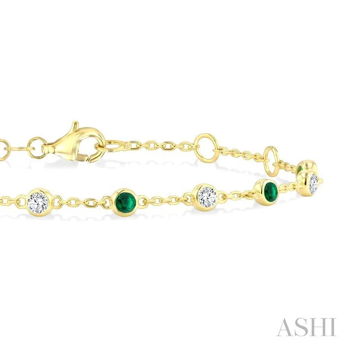 Bezel Gemstone & Diamond Station Chain Bracelet
