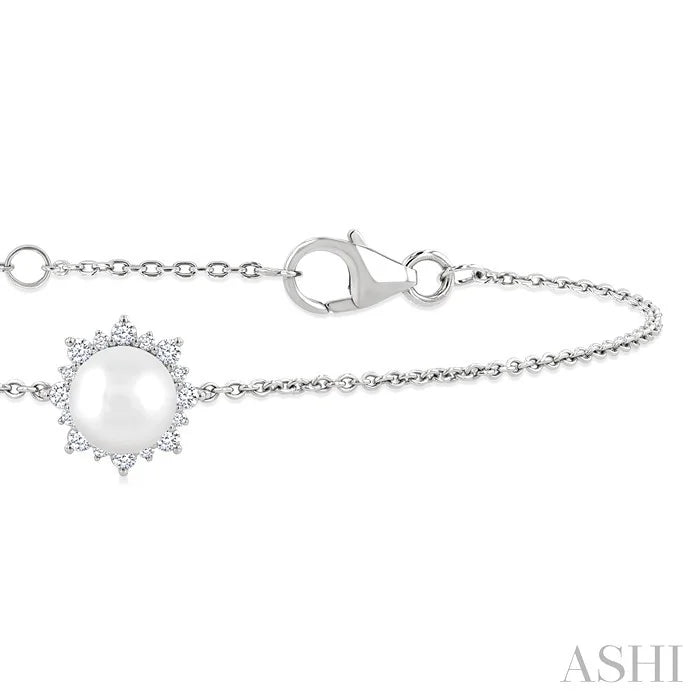 Pearl & Petite Halo Diamond Fashion Chain Bracelet