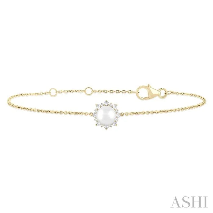 Pearl & Petite Halo Diamond Fashion Chain Bracelet