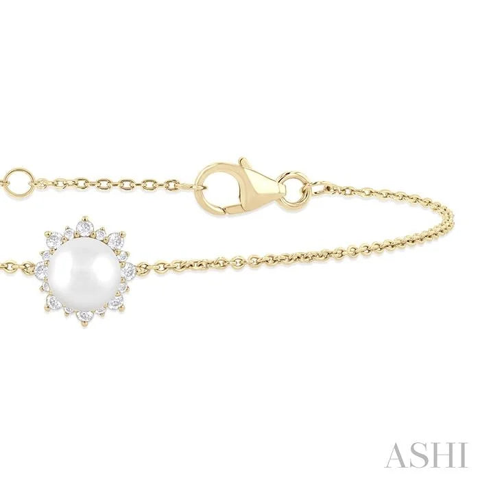 Pearl & Petite Halo Diamond Fashion Chain Bracelet