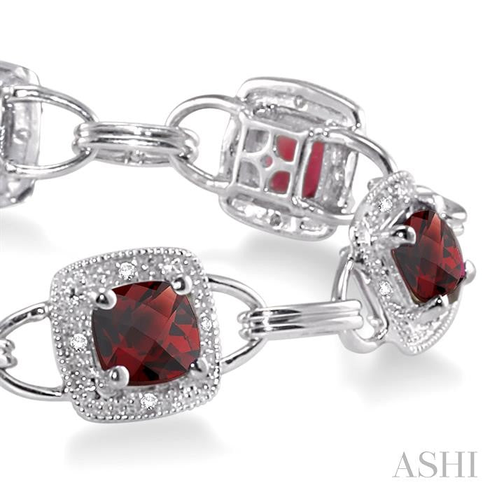 Cushion Shape Gemstone & Halo Diamond Bracelet