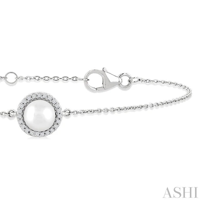 Pearl & Petite Halo Diamond Fashion Chain Bracelet