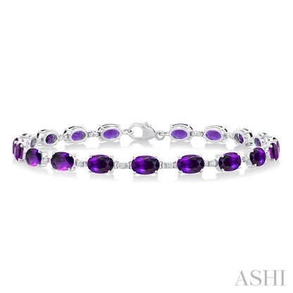 Oval Shape Gemstone & Diamond Bracelet