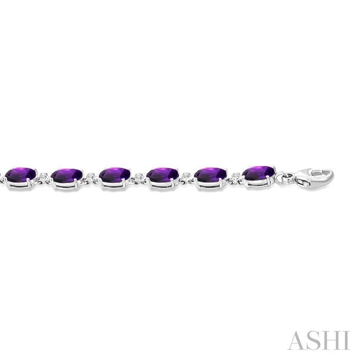 Oval Shape Gemstone & Diamond Bracelet