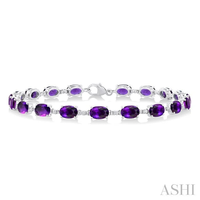 Oval Shape Gemstone & Diamond Bracelet