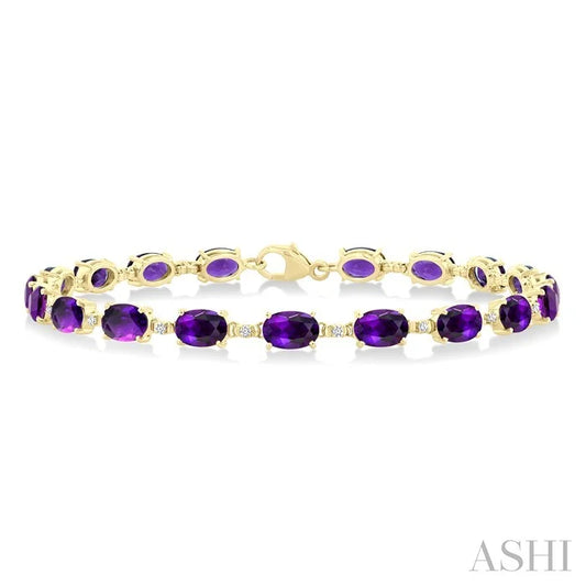 Oval Shape Gemstone & Diamond Bracelet
