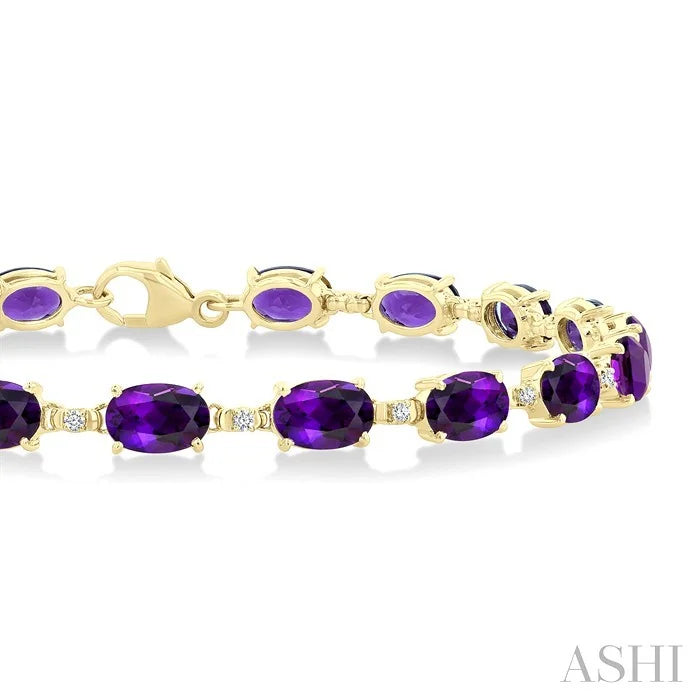 Oval Shape Gemstone & Diamond Bracelet