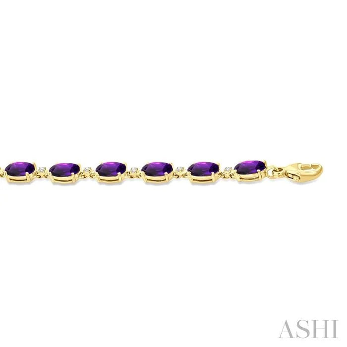 Oval Shape Gemstone & Diamond Bracelet