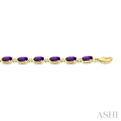 Oval Shape Gemstone & Diamond Bracelet