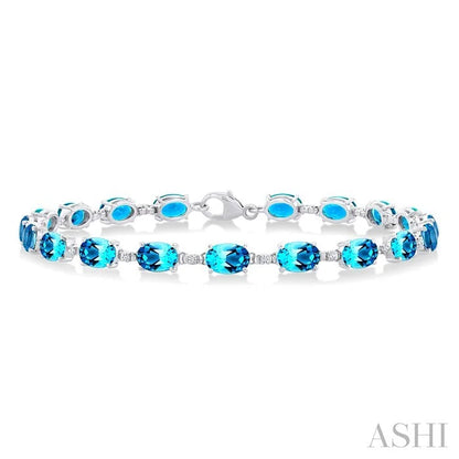Oval Shape Gemstone & Diamond Bracelet