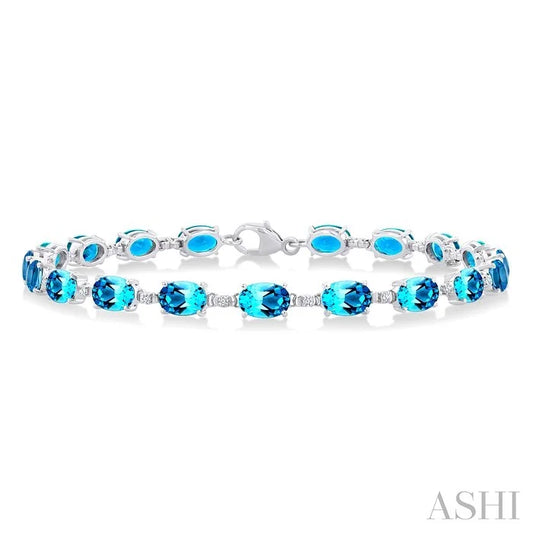 Oval Shape Gemstone & Diamond Bracelet