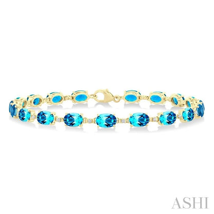 Oval Shape Gemstone & Diamond Bracelet