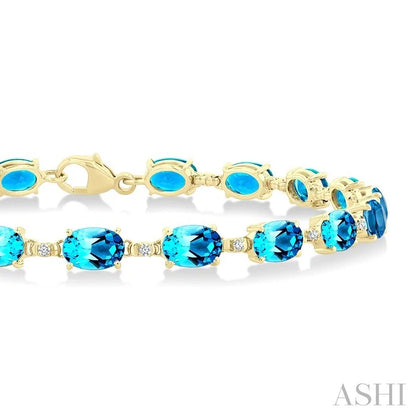 Oval Shape Gemstone & Diamond Bracelet