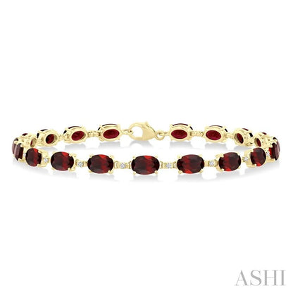 Oval Shape Gemstone & Diamond Bracelet