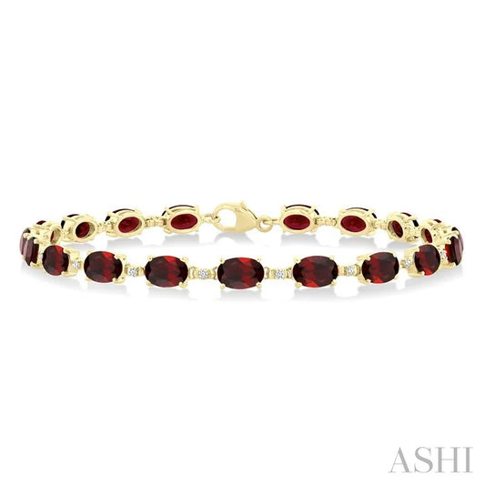 Oval Shape Gemstone & Diamond Bracelet