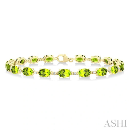 Oval Shape Gemstone & Diamond Bracelet