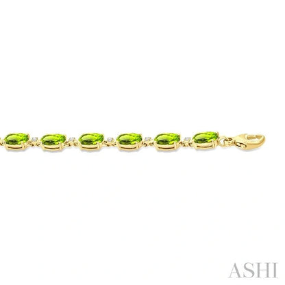 Oval Shape Gemstone & Diamond Bracelet