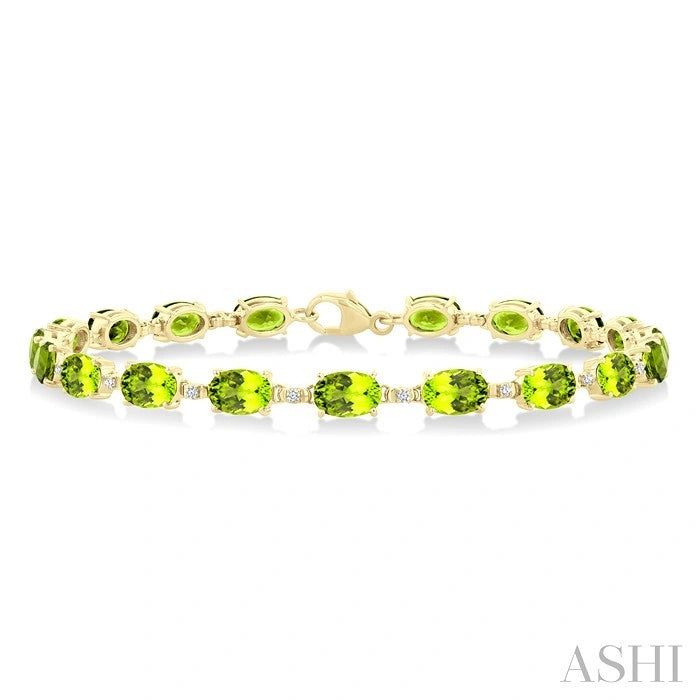 Oval Shape Gemstone & Diamond Bracelet