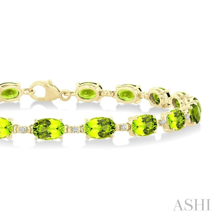 Oval Shape Gemstone & Diamond Bracelet