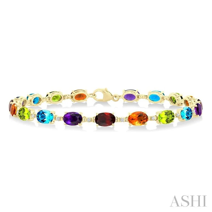 Oval Shape Gemstone & Diamond Bracelet