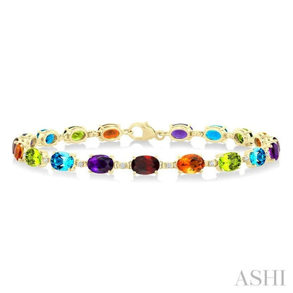 Oval Shape Gemstone & Diamond Bracelet