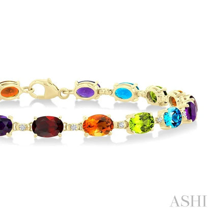 Oval Shape Gemstone & Diamond Bracelet