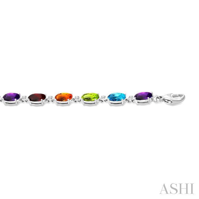 Oval Shape Gemstone & Diamond Bracelet