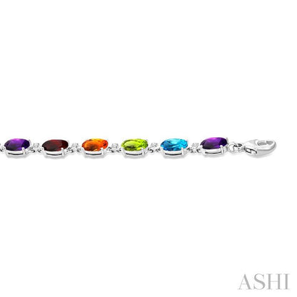 Oval Shape Gemstone & Diamond Bracelet