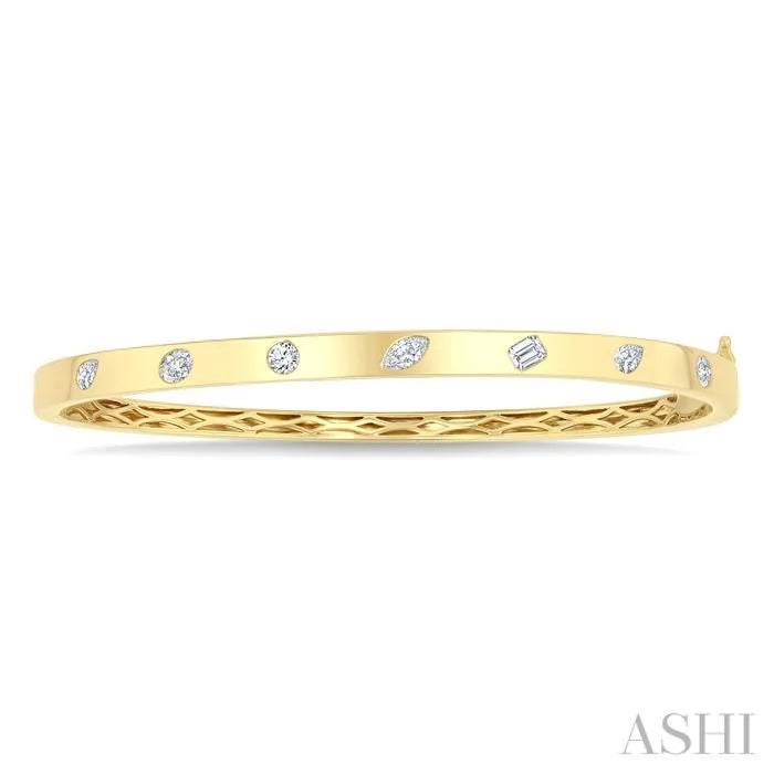 Mixed Shape Flush Bezel Set Diamond Fashion Bangle