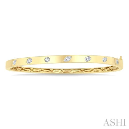 Mixed Shape Flush Bezel Set Diamond Fashion Bangle