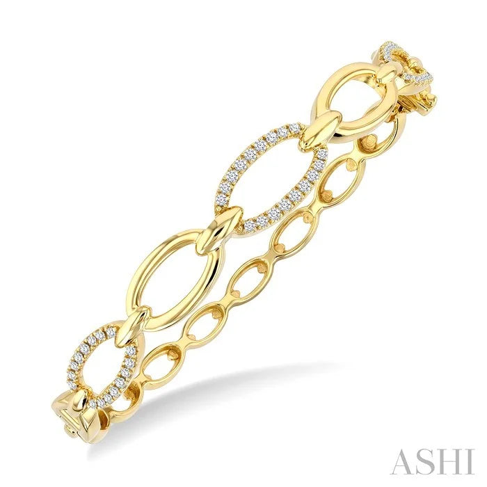 Oval Shape Open Link Diamond Bangle