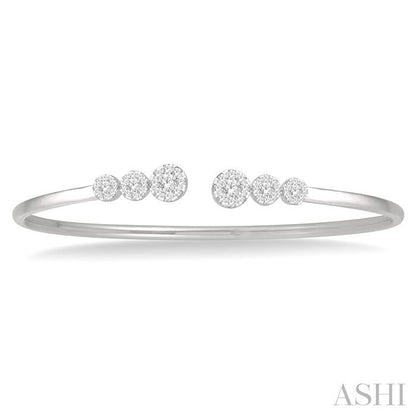 Stackable Round Shape Lovebright Diamond Open Cuff Bangle