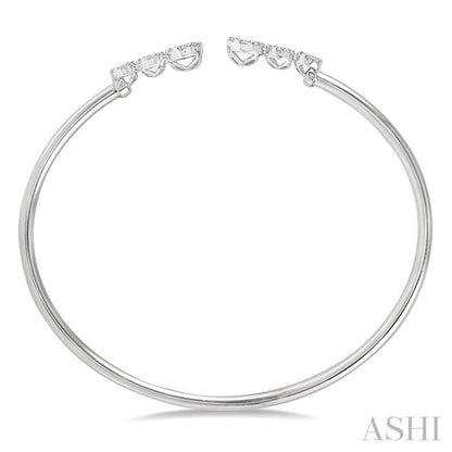 Stackable Round Shape Lovebright Diamond Open Cuff Bangle