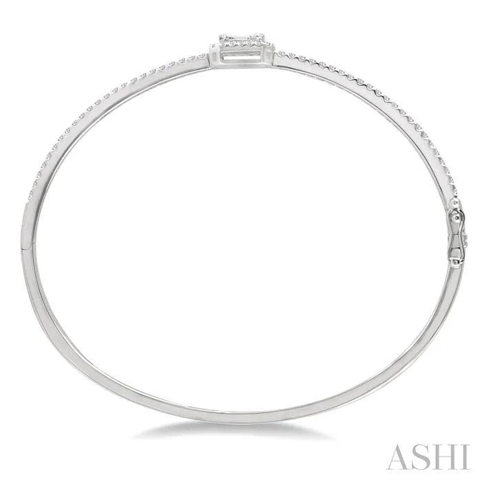 Emerald Shape Halo Fusion Diamond Fashion Bangle