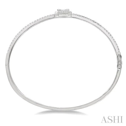 Emerald Shape Halo Fusion Diamond Fashion Bangle