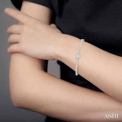Emerald Shape Halo Fusion Diamond Fashion Bangle