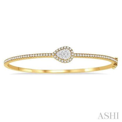 Stackable Pear Shape Halo Lovebright Essential Diamond Bangle