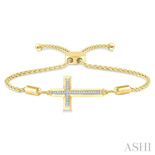 Gold Vermeil Sideway Cross Diamond Lariat Fashion Bracelet