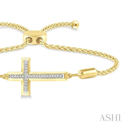 Gold Vermeil Sideway Cross Diamond Lariat Fashion Bracelet