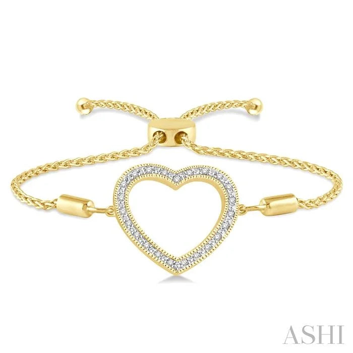 Gold Vermeil Heart Shape Diamond Lariat Bracelet